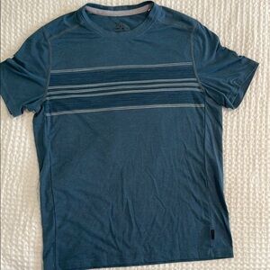 Prana Men's Short Sleeve Crew Tee in Slate Blue with Chest Stripe